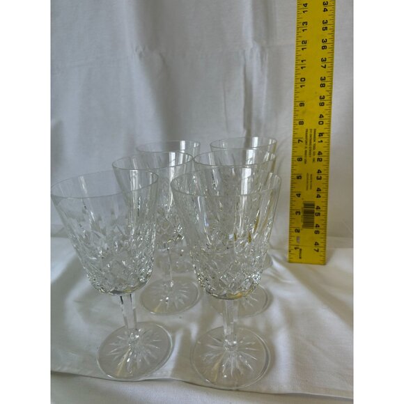 Set Of 6 Waterford Crystal Lismore Cut Glass Wine Goblets 6.25" Tall Elegant Des - Picture 2 of 2